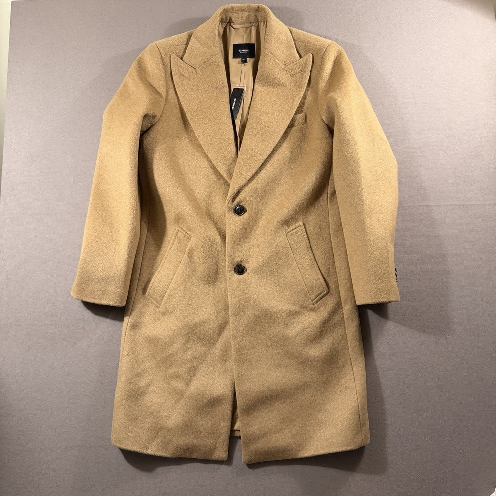 CAMEL WOOL BLEND TOPCOAT COAT MEN'S Small EXPRESS Jacket